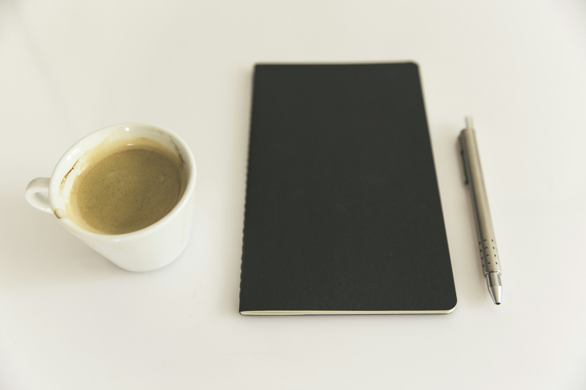 A clean, minimalist workspace with a morning routine checklist and a cup of coffee, symbolizing focus and clarity.