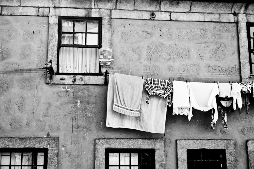 white towel hanged on window