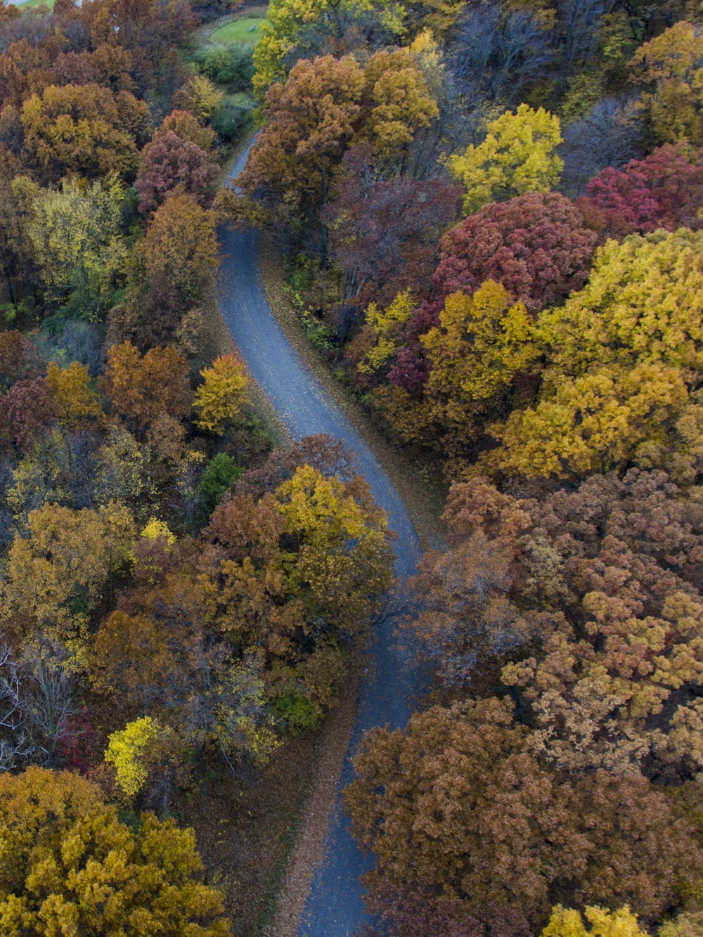 aerial photography of empty road