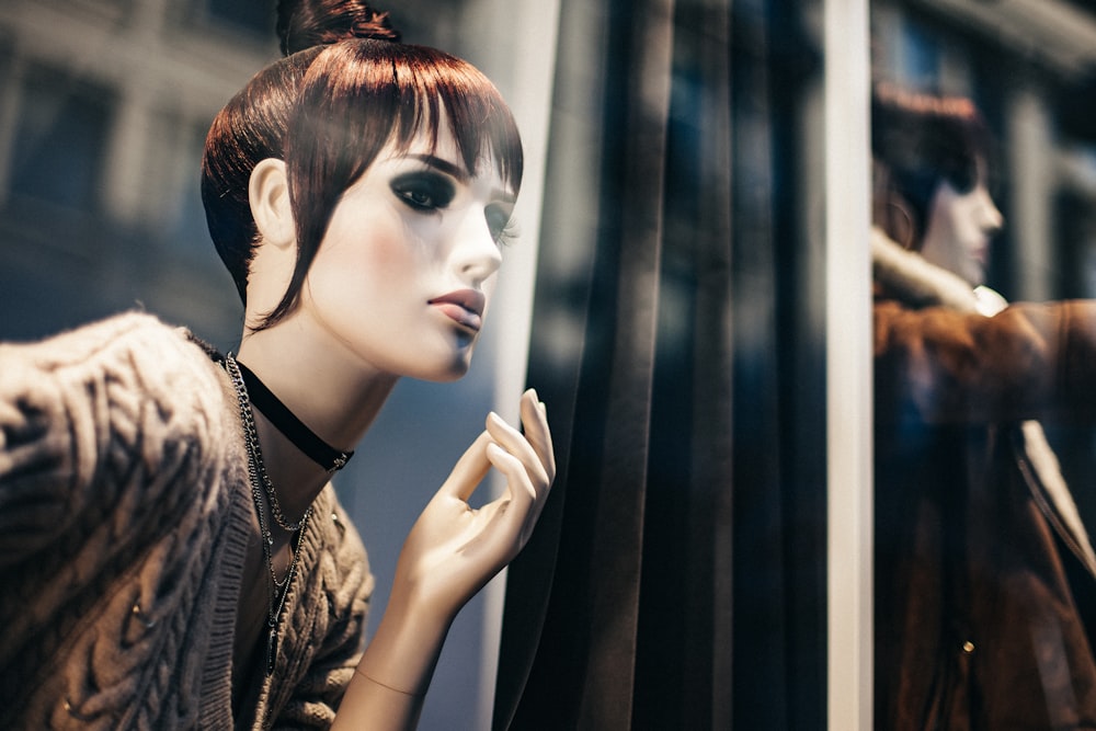 woman in brown top