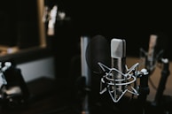 Professional microphones set up for a recording session.