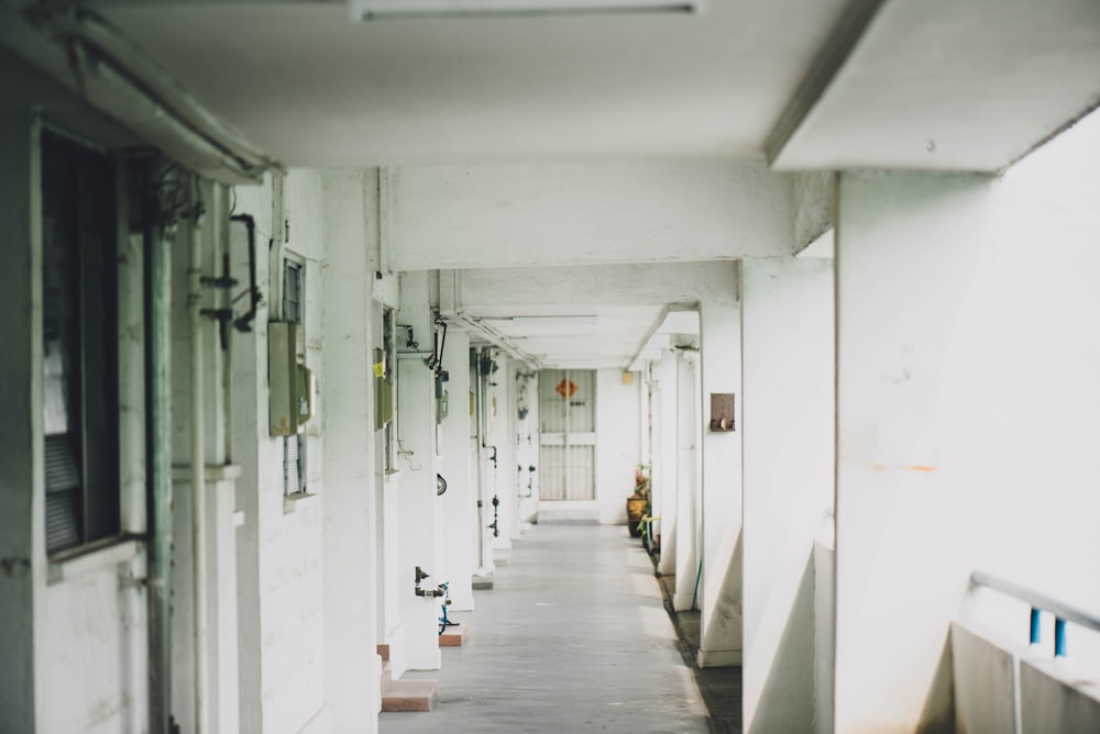 hallway of building with rails