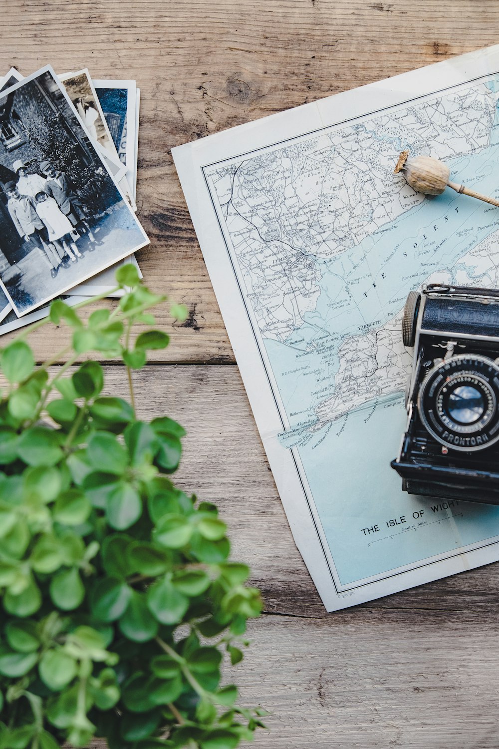 black and silver TLR camera on Isle Of Wight map