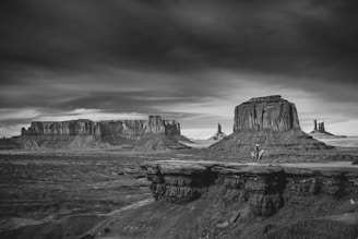grayscale photo of rock formation