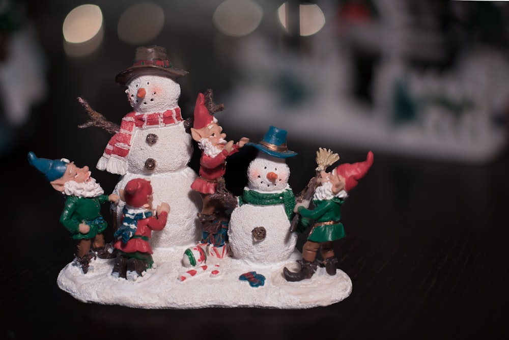 multicolored snowman figurine