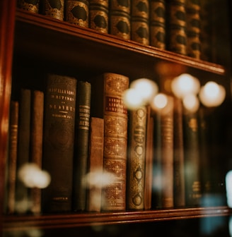 books in glass bookcase