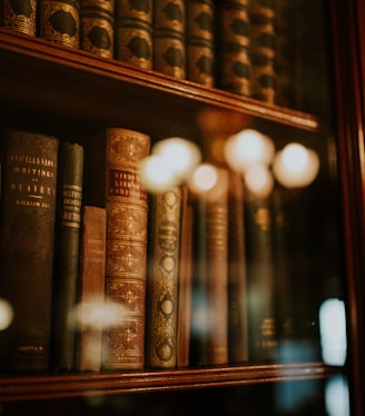 books in glass bookcase