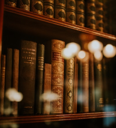 books in glass bookcase