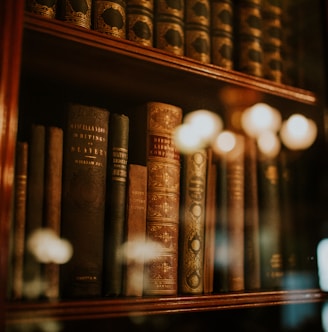 books in glass bookcase