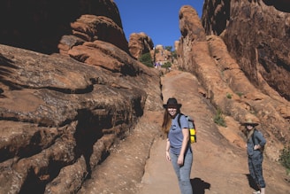 A scenic view of hikers wearing hats from our collection.