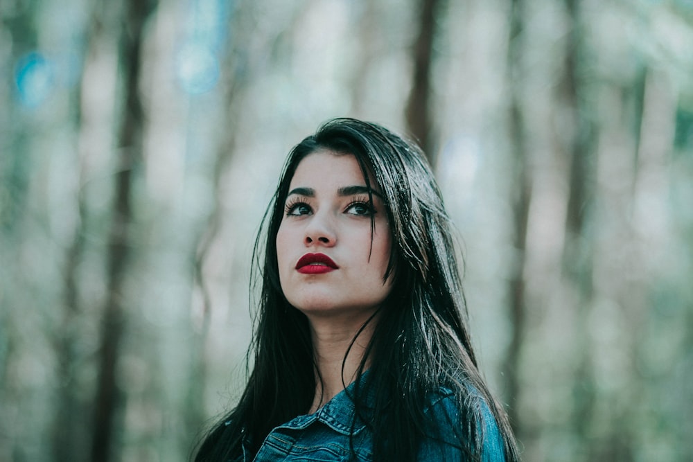 selective focus photography of woman