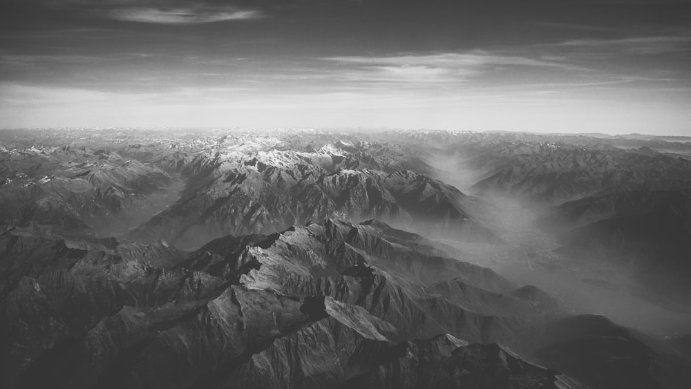 mountain range with cloudy sky