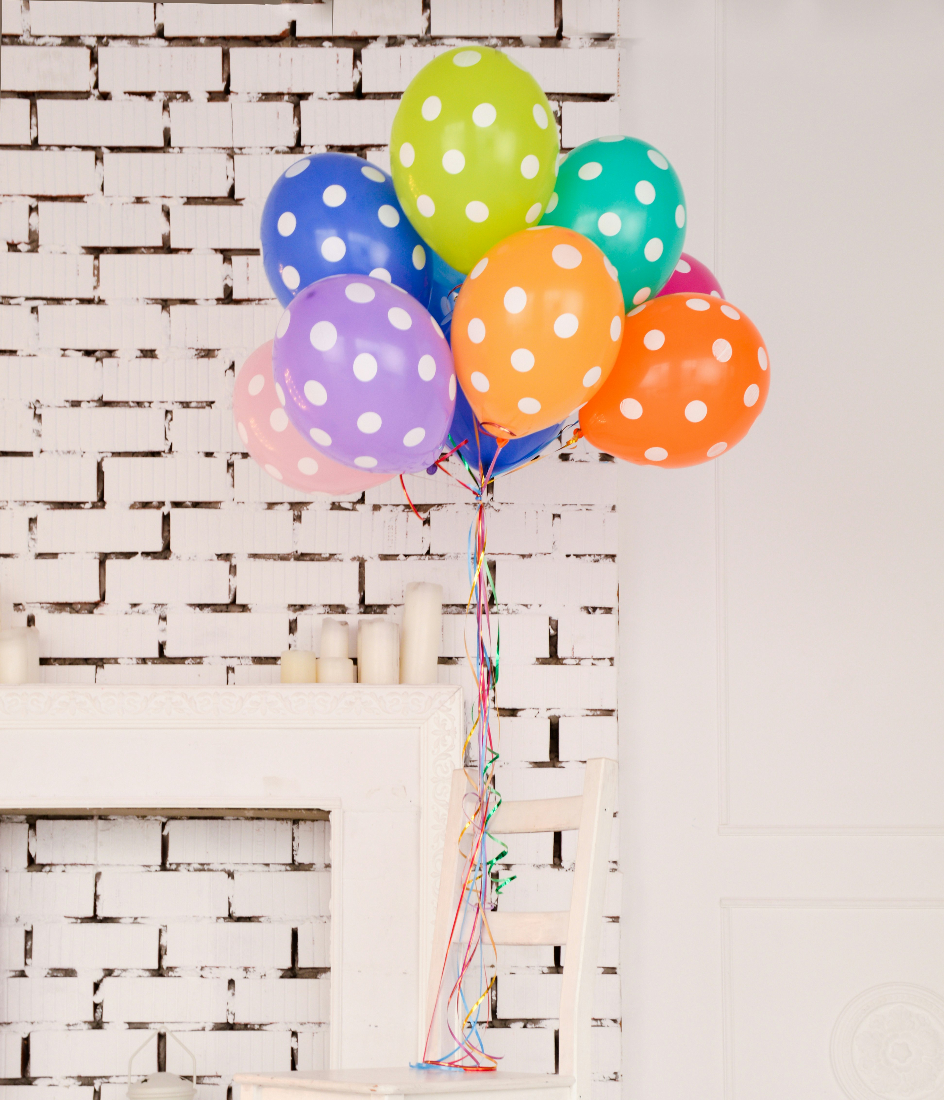 assorted-color polka dot balloons