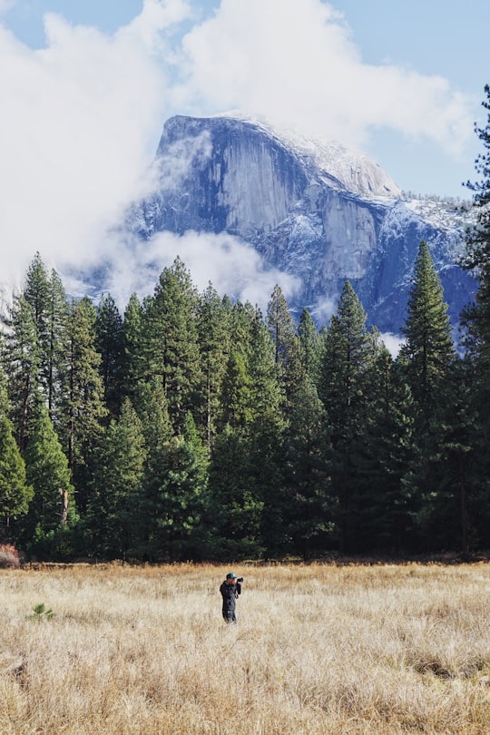 man taking photo on firld in Half Dome United States
