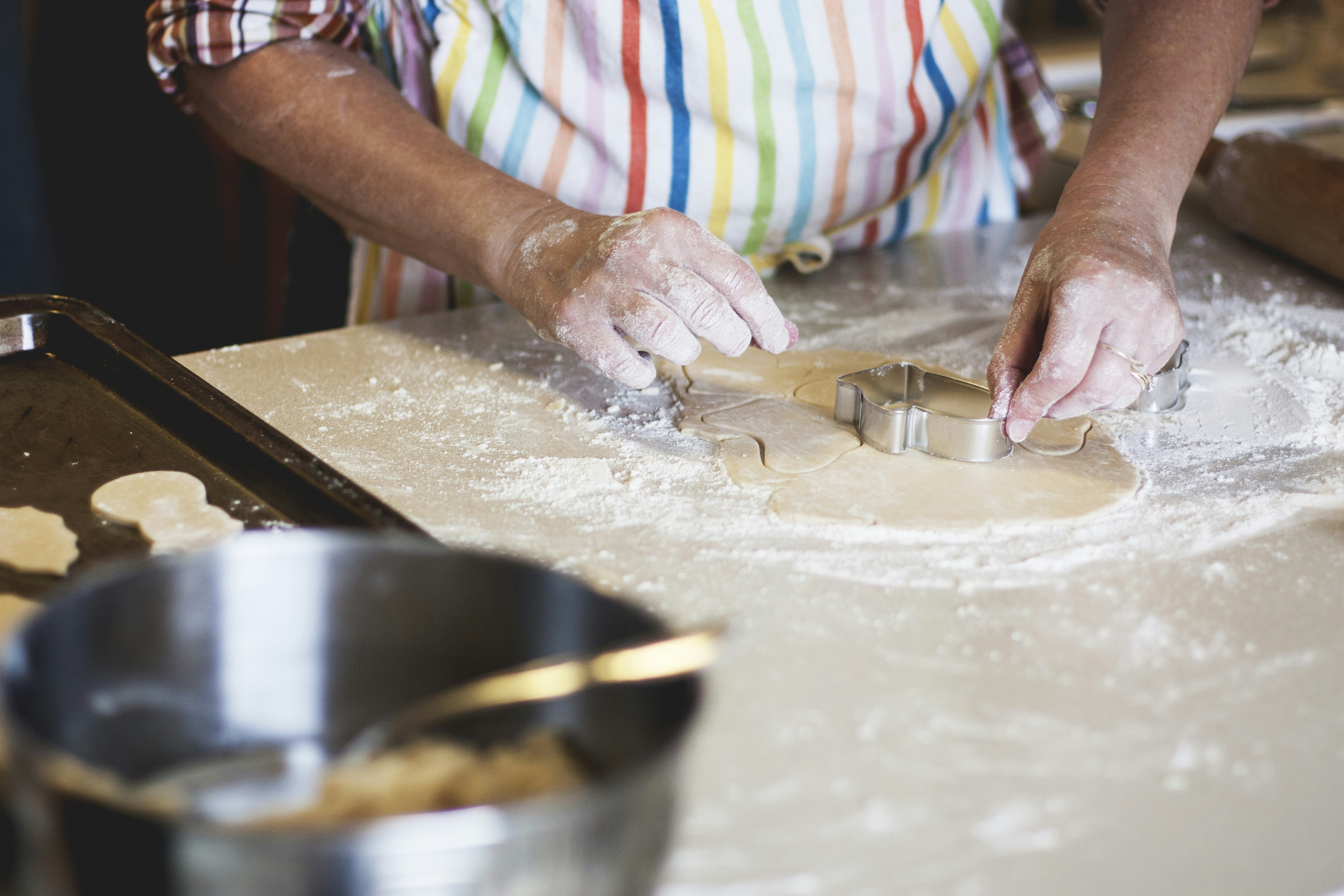 Mother and daughter baking