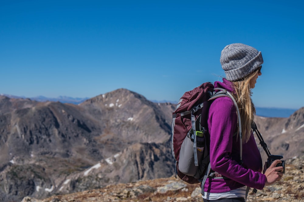 woman hiking on mountain