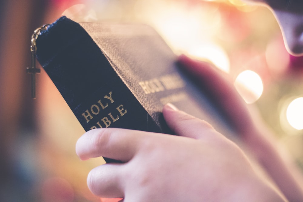 A person holding the Holy Bible.