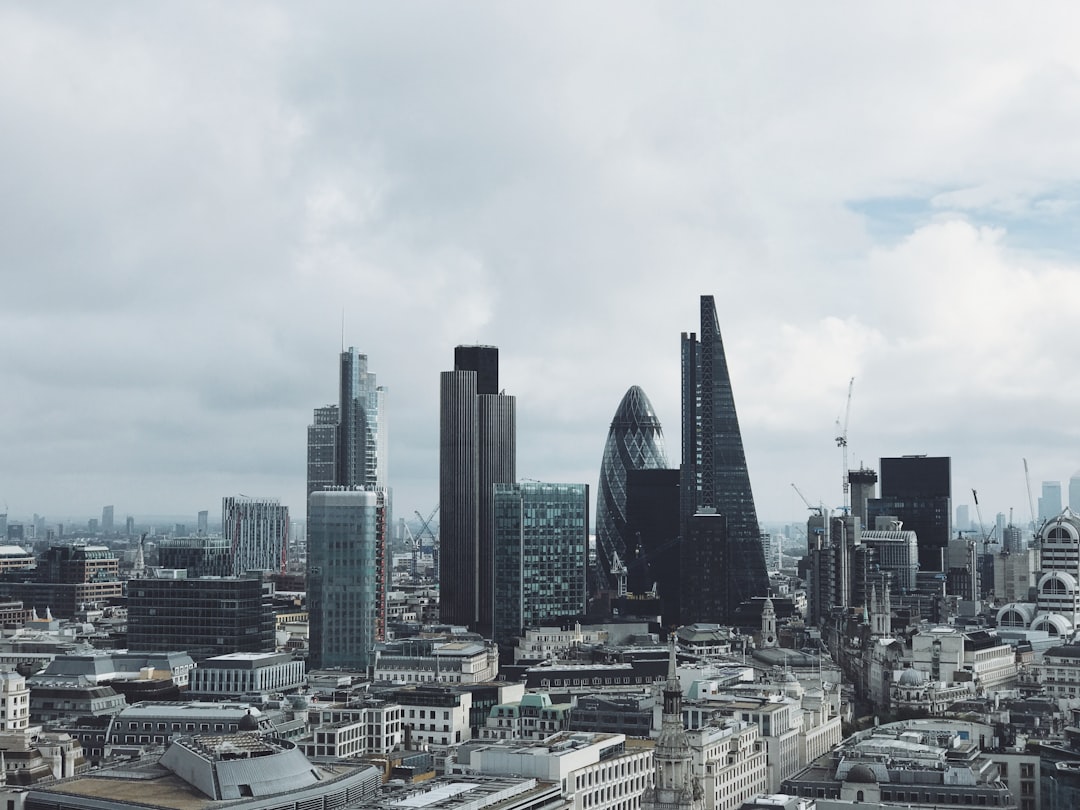 aerial view of building, Cloudy London skyline