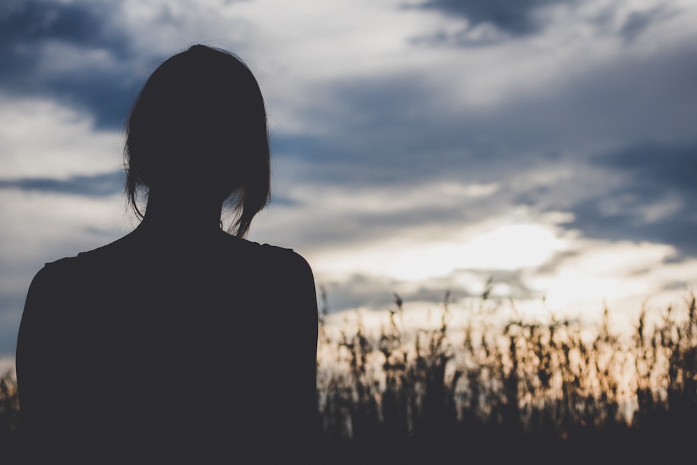 Silhouettenfotografie einer Frau vor Weizenpflanzen