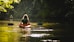 woman on kayak on body of water holding paddle