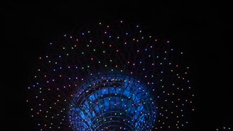 multi-colored light strips hanging on stand