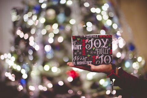 selective focus photography of gift box on person's palm