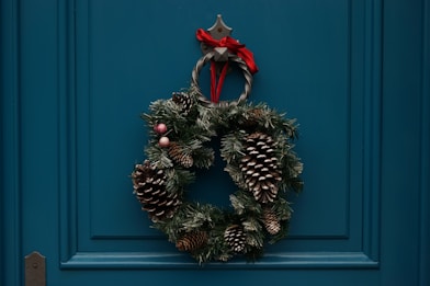 green and brown christmas wreath