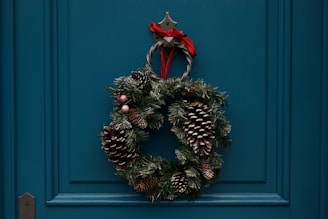 green and brown christmas wreath
