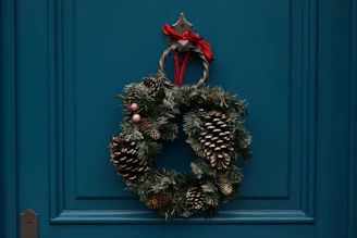green and brown christmas wreath