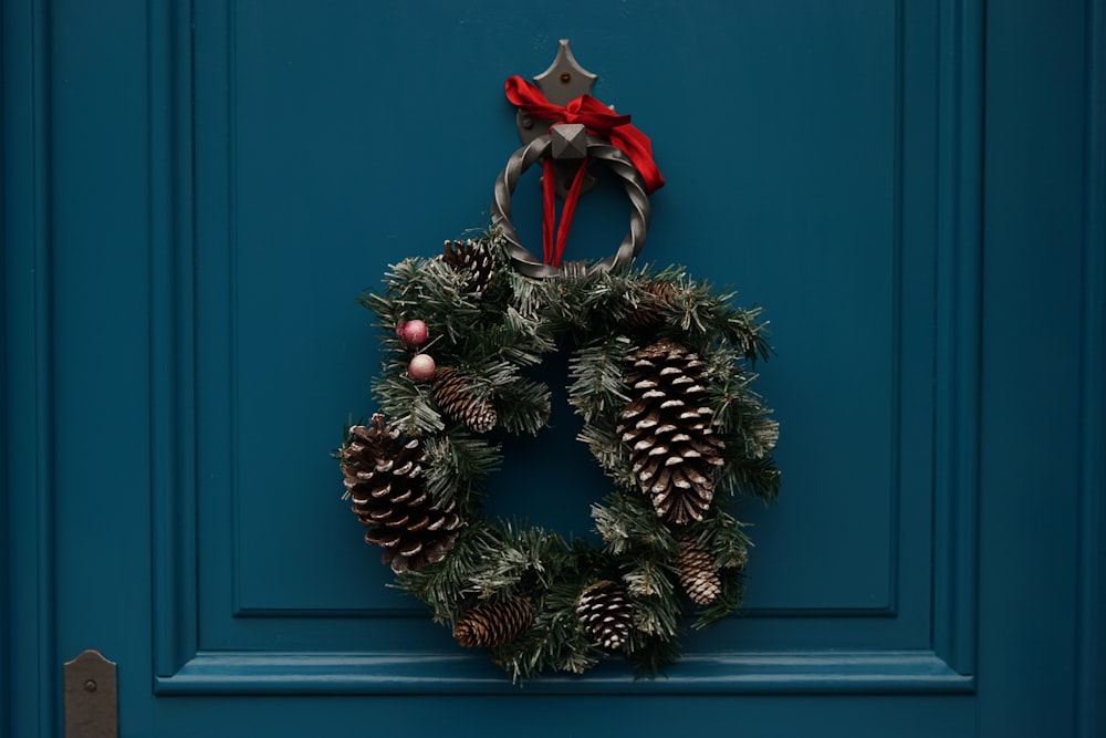 green and brown christmas wreath