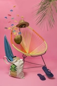 blue flip-flop beside chair