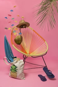 blue flip-flop beside chair