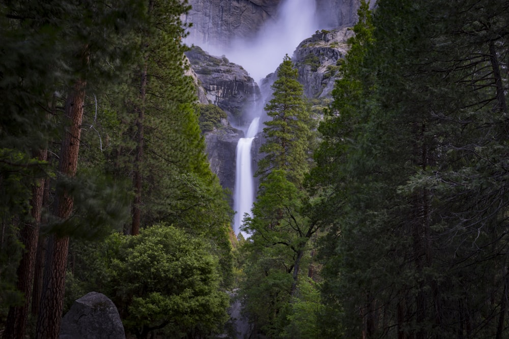 waterfalls on top of a mountain