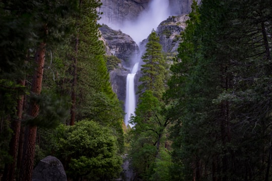 waterfalls on top of a mountain in Yosemite National Park United States