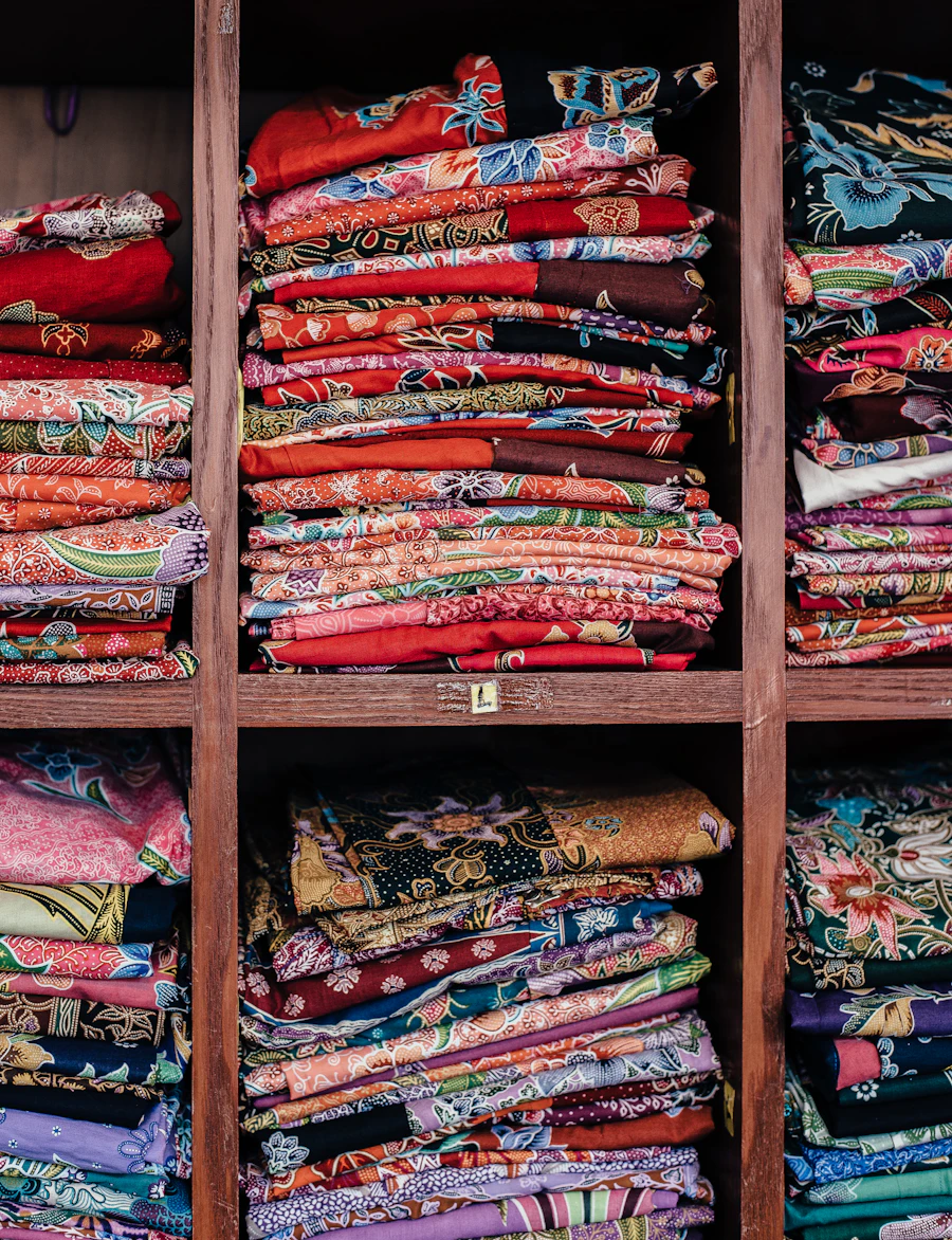 Assorted cotton cloth on display