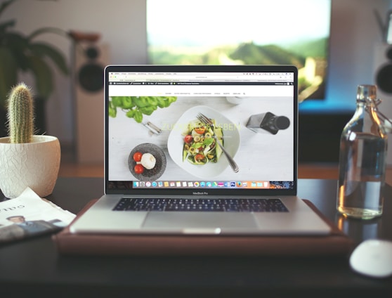 MacBook Pro showing vegetable dish