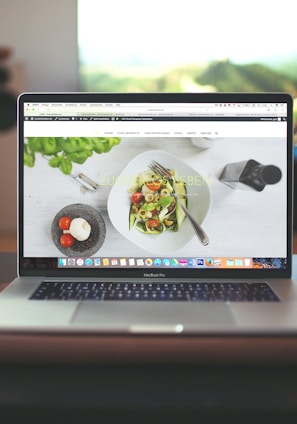 MacBook Pro showing vegetable dish