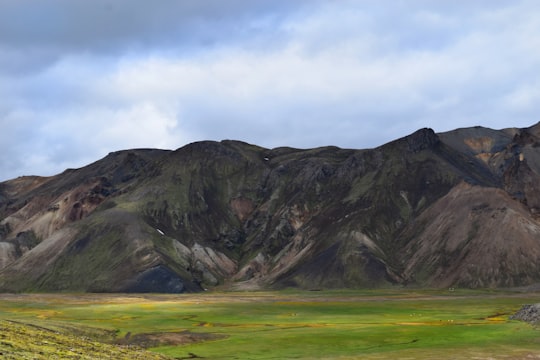 horizon scenery of mountain and cloudy sky in Landmannalaugar Iceland