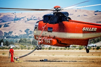 red and white Siller chopper ascending