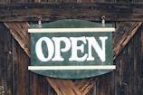 green and white open signage