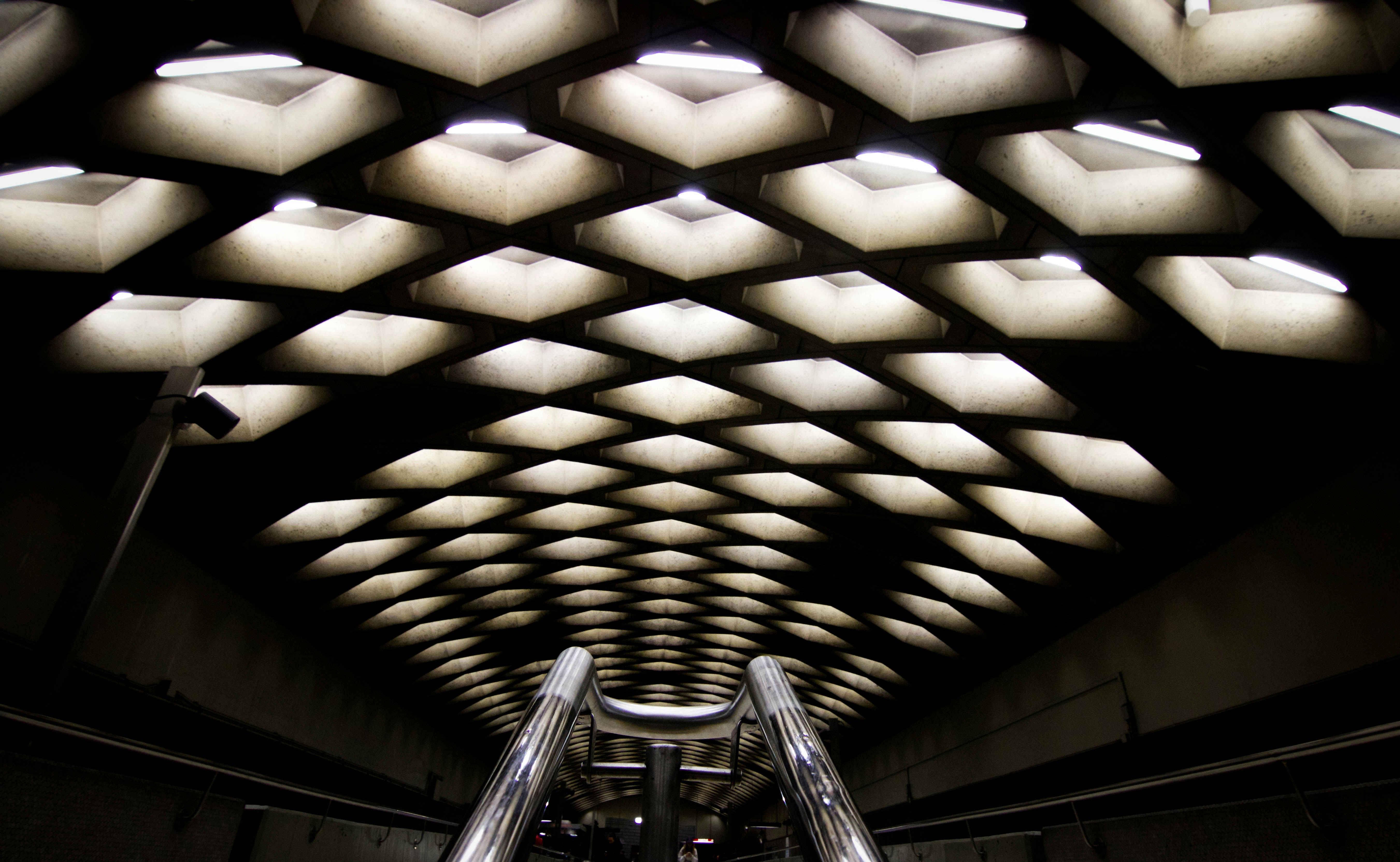 recessed light filled ceiling turned on