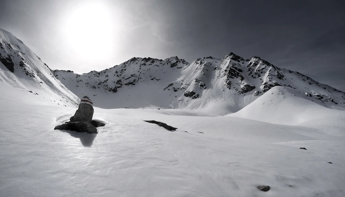 Besneeuwde Flüela Wisshorn bij Davos