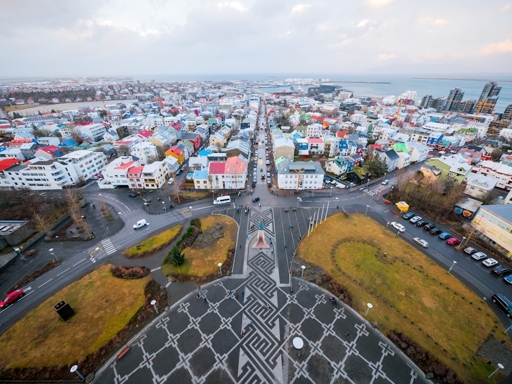 aerial photo of multicolored buildings at daytime