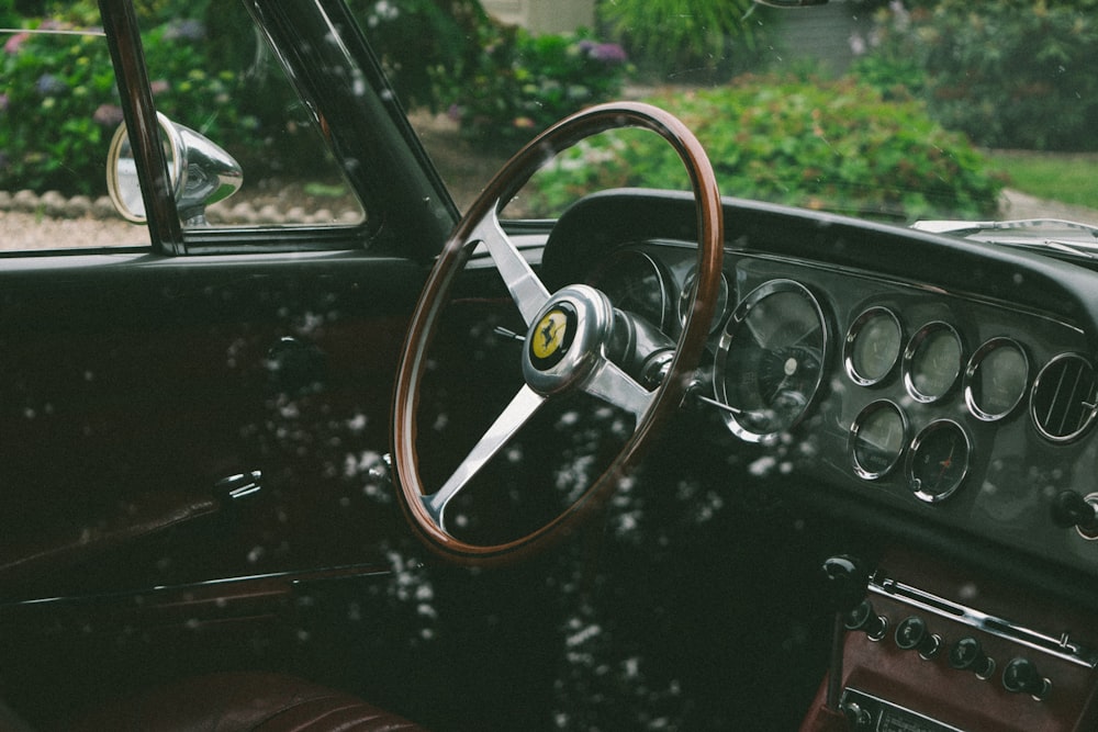 brown and silver steering wheel