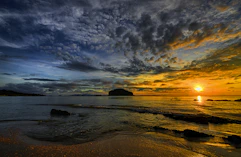 sunset under beach