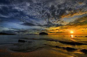 sunset under beach