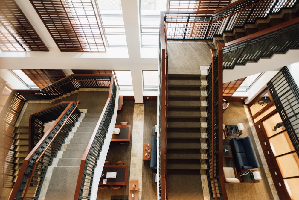 brown and gray stairway