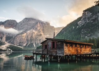 architectural photography of brown wooden house