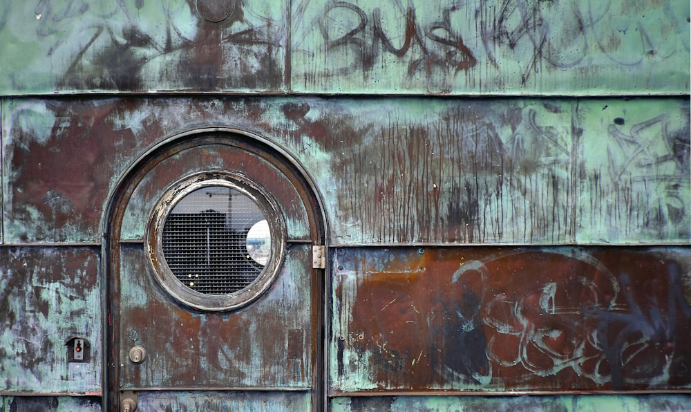 closed brown metal door