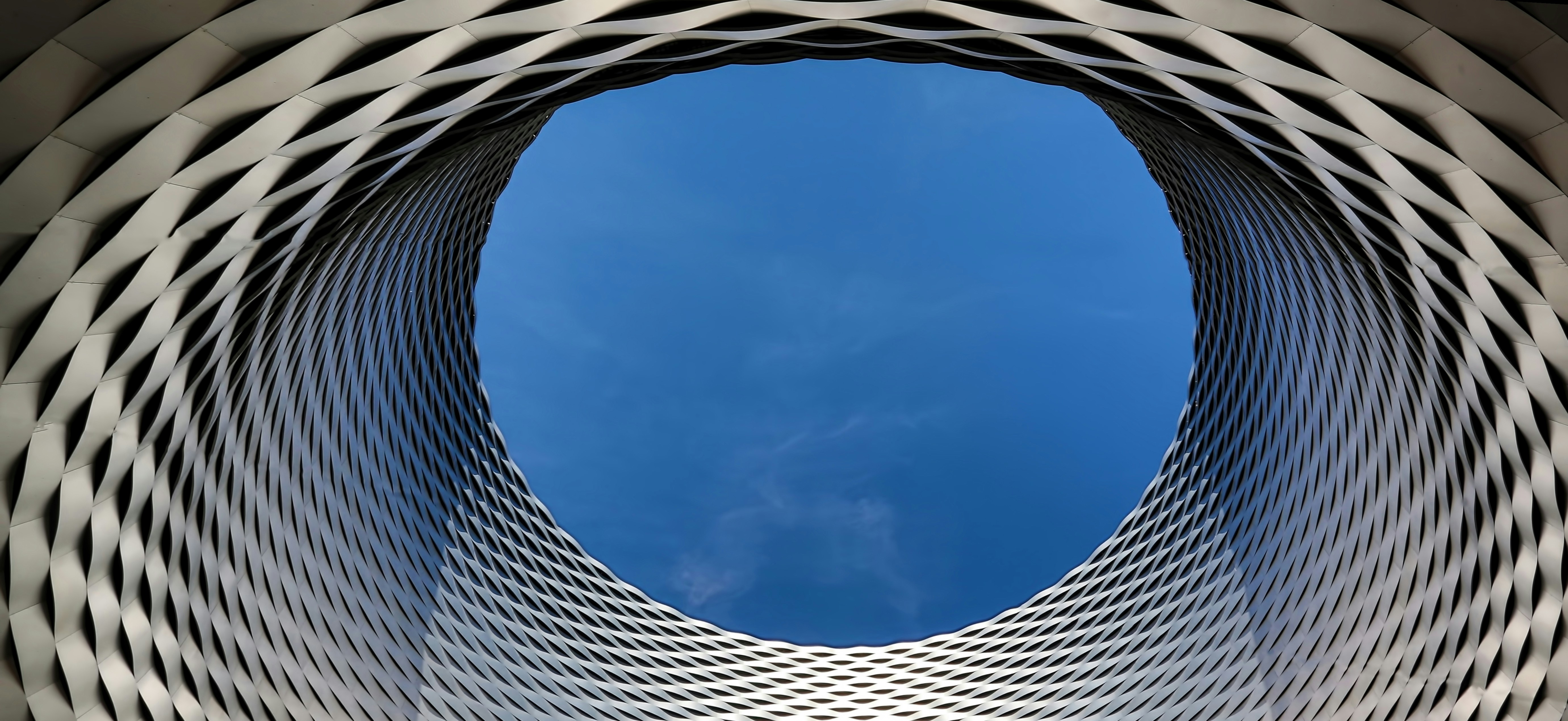 worm's eye view of blue sky